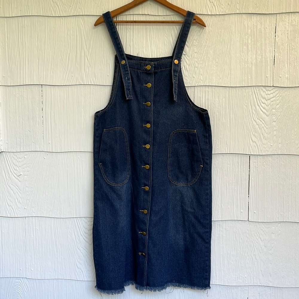 Vintage Overall Style Denim Jumper - Large